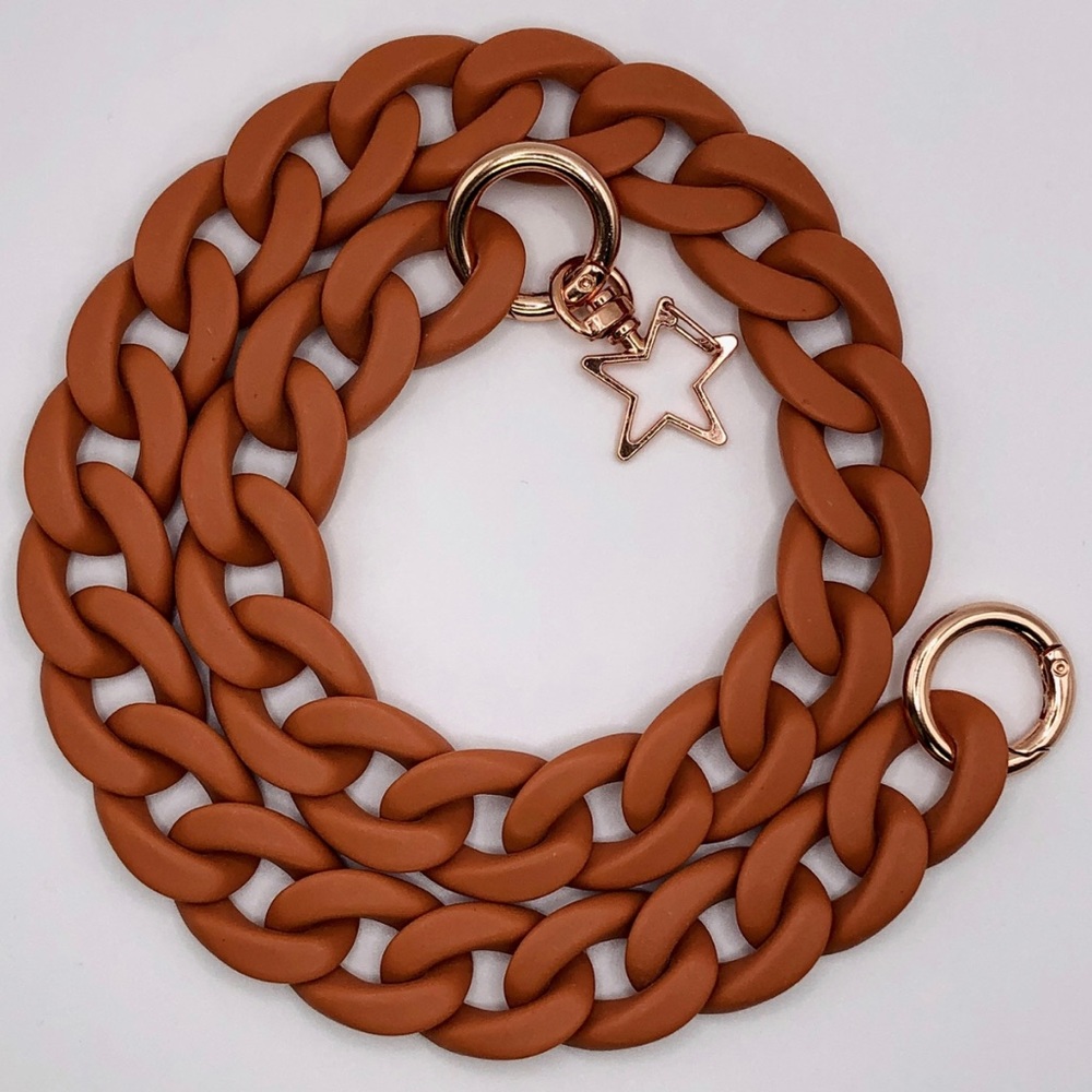 NEW Chunky chain acrylic rubber coated link strap for bag Star Burnt Orange 60cm